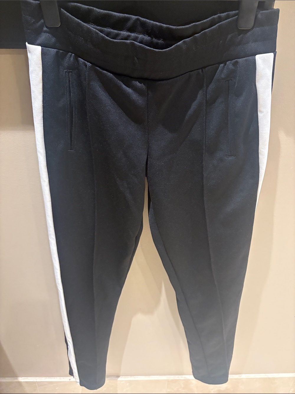 TNA Black Skinny Joggers with White Side Stripes